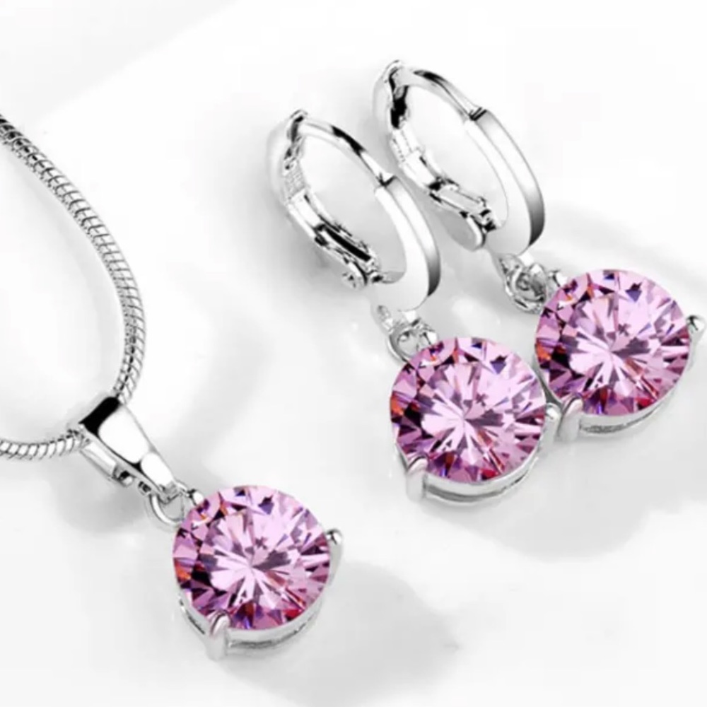 Pink Necklace & Earring Set. NWOT - Picture 1 of 3